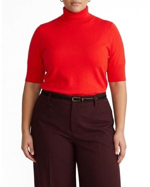 UNIVERSAL STANDARD Plus Size Savvy Fine Knit Turtleneck Sweater Top - Red