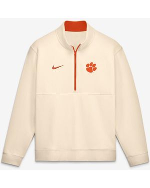 Nike Cream Clemson Tigers Primetime Club Fleece Half-zip Pullover - Natural
