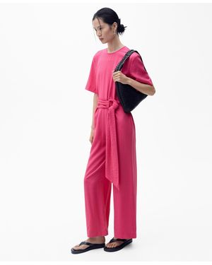 Mango Straight-fit Short-sleeved Jumpsuit - Pink