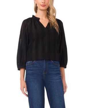 Vince Camuto Raglan Peasant Sleeve V Neck Blouse - Black