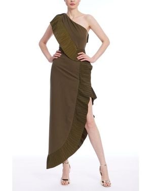 ONE33 SOCIAL The Mercer Pleated Ruffle Gown - Green