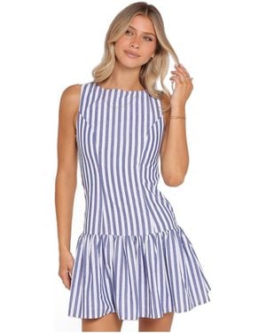 Petal & Pup Marella Ruffle Stripe-print Mini Dress - Blue