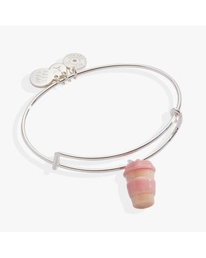 ALEX AND ANI Pink Coffee To-go Cup Resin Charm Bangle - White