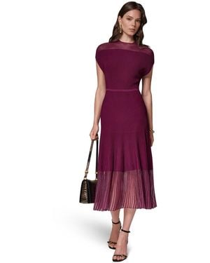 Donna Karan Mock Neck Midi Dress - Purple