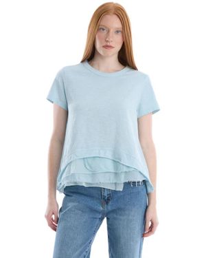Wilt Boxy Short Sleeve Mixed Hem Tee - Blue