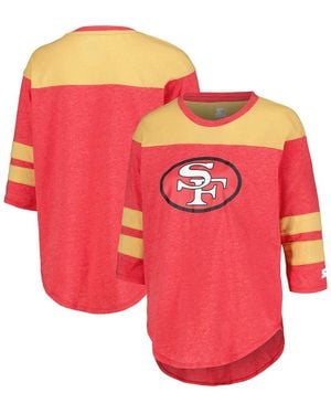 Starter Scarlet San Francisco 49ers Fullback Tri-blend 3/4-sleeve T-shirt - Red