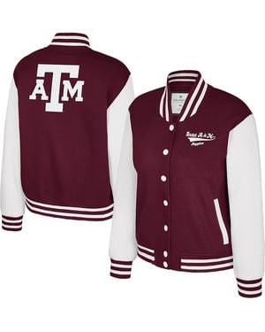 Colosseum Athletics Texas A M aggies French Baguette Full Snap Fleece Jacket - Red