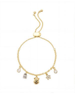Disney Winnie Hunny Flower Glass Teardrop Bolo Bracelet - Metallic
