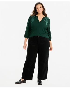 Style & Co. Plus Size Velvet High-rise Wide-leg Pants - Green