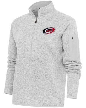 Antigua Carolina Hurricanes Team Logo Fortune Quarter-zip Jacket - Gray