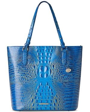 Brahmin Ezra Melbourne Embossed Large Leather Tote - Blue
