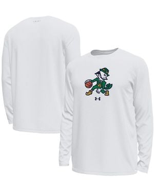 Under Armour Notre Dame Fighting Irish Basketball Leprechaun Tech Stretch Long Sleeve T-shirt - White