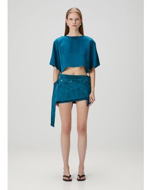 Pcfg Pure Silk Super Mini Skirt - Blue