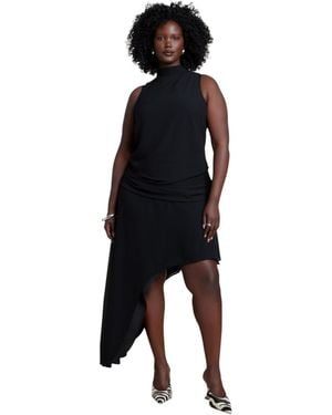 Eloquii Asym Drape High-low Dress - Black