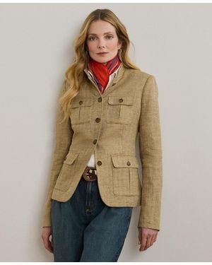 Ralph Lauren Petite Herringbone Linen Jacket - Natural