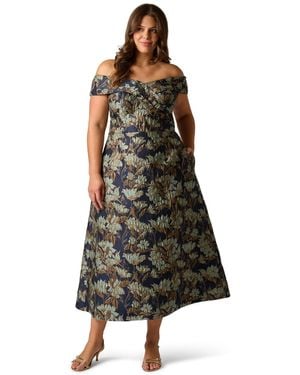 Adrianna Papell Plus Size Metallic Jacquard One-shoulder Long Dress | Lyst