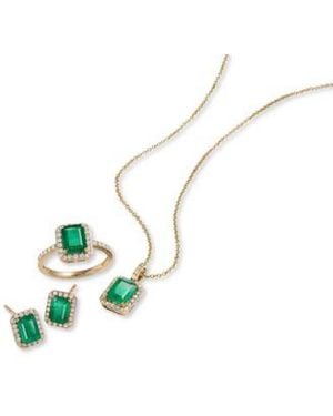 Effy Emerald Diamond Pendant Necklace Stud Earrings Ring In 14k Gold Or 14k White Gold Created For Macys - Metallic