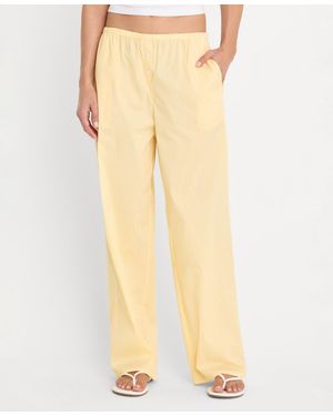 GOOD AMERICAN Poplin Lace Trimmed Pants - Natural