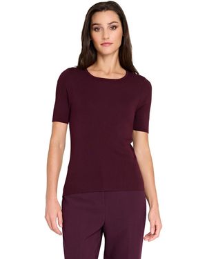 Tahari And Petites Short Sleeve Sweater - Purple
