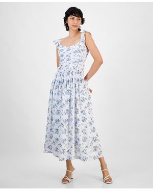And Now This Petite Scoop-neck Ruched Maxi Dress - Blue