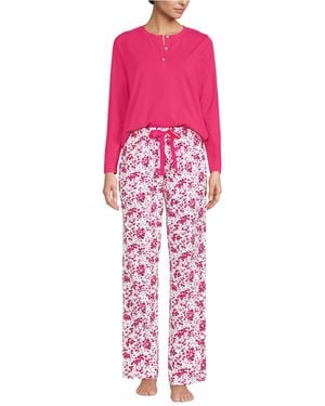 Lands' End Knit 2 Piece Pajama Set - Pink
