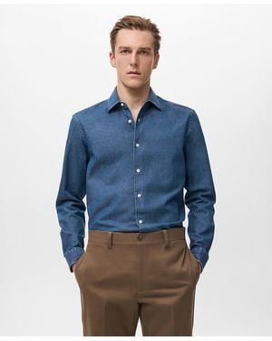 Mango Cotton Denim Shirt - Blue