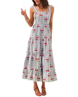 CUPSHE Fruit Pie Cherry Maxi Beach Dress - White