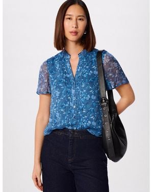Whistles Ditsy Floral V Neck-blouse - Blue