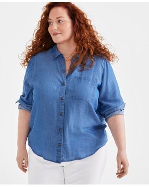 Style & Co. Plus Size Chambray Shirt - Blue