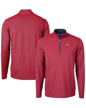 Cutter & Buck Red Atlanta Braves Americana Logo Virtue Eco Pique Stripe Quarter-zip Pullover Sweatshirt