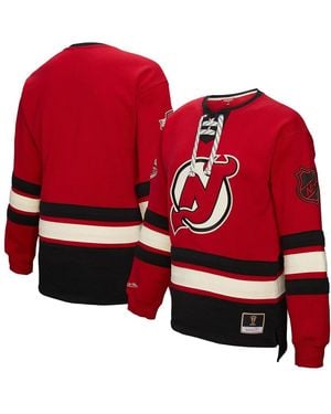 Mitchell & Ness New Jersey Devils Heritage Lace-up Pullover Sweatshirt - Red