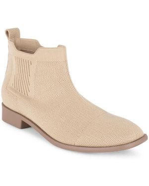 Tahari Roundabout Knit Ankle Boots - Natural