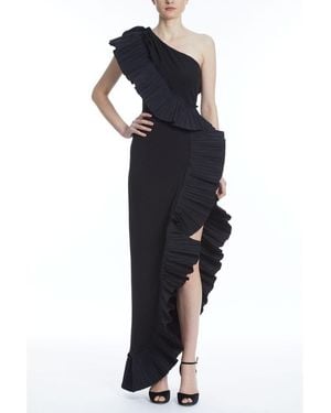 ONE33 SOCIAL The Mercer Pleated Ruffle Gown - Black