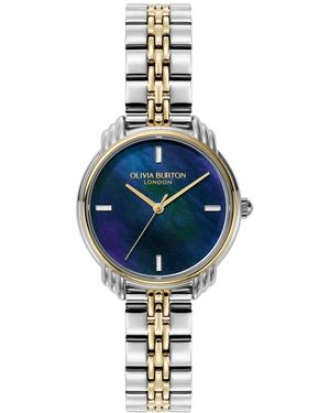 Olivia Burton Art Deco 2.0 Two Tone Stainless Steel Bracelet Watch - Blue