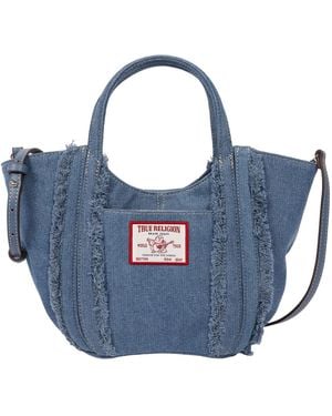 TRUE RELIGION Atlas Frayed Medium Tote Bag – Denim Carryall - Blue