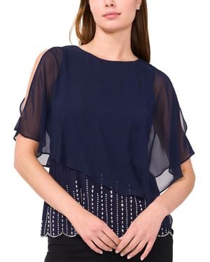 Msk Embellished Cold-shoulder Top - Blue