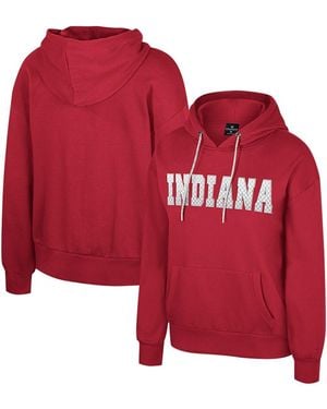 Colosseum Athletics Indiana Hoosiers Reflection Rhinestone Drawcord Pullover Hoodie - Red
