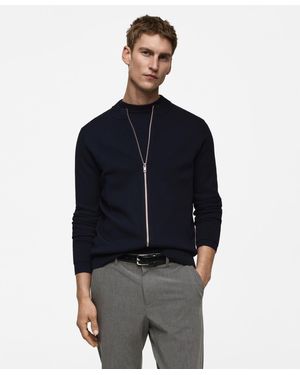 Mango Full-zip Knit Cardigan - Blue