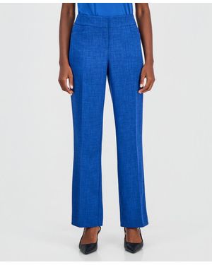 Kasper Textured High-rise Straight-leg Pants - Natural