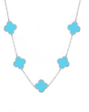 The Lovery Classic Turquoise Clover Necklace - Blue