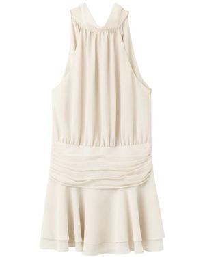 Mango Halter Draped-waist Mini Dress - White