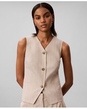 Calvin Klein Sleeveless V-neck Tailored Vest - Natural