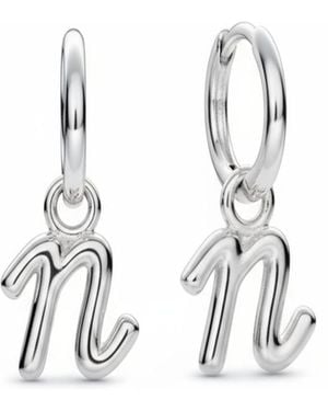 Oak & Luna Mini Signature Initial huggie Earrings - White