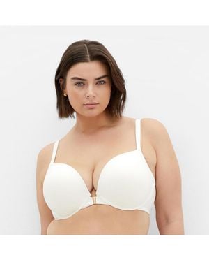 City Chic Plus Size Smooth & Chic Front Close Cotton Push Up Bra - White