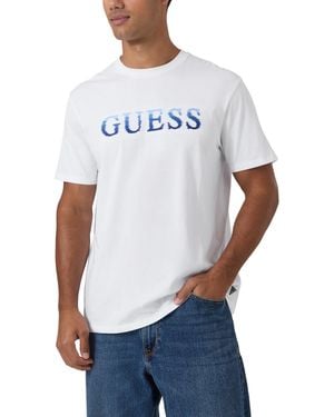 Guess Glitch Logo Regular-fit Crewneck T-shirt - White