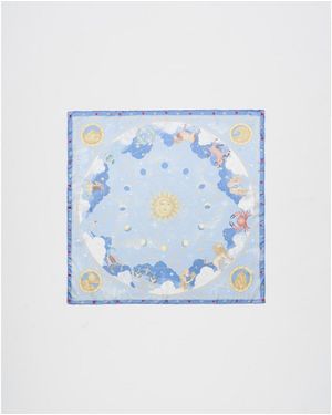 Fable England Zodiac Medium Square Scarf - Blue