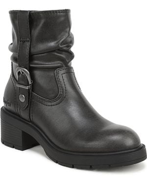 Blowfish Finley rugged Block Heel Faux Leather Boots - Black