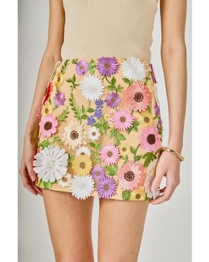 Endless Rose Floral Embroidered Midi Skirt - Multicolor