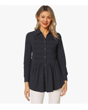 Stella Carakasi Cotton Poplin Pintuck Detail Lucky Star Shirt - Black
