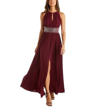 R & M Richards R&m Richards Petite Beaded Gown - Multicolor
